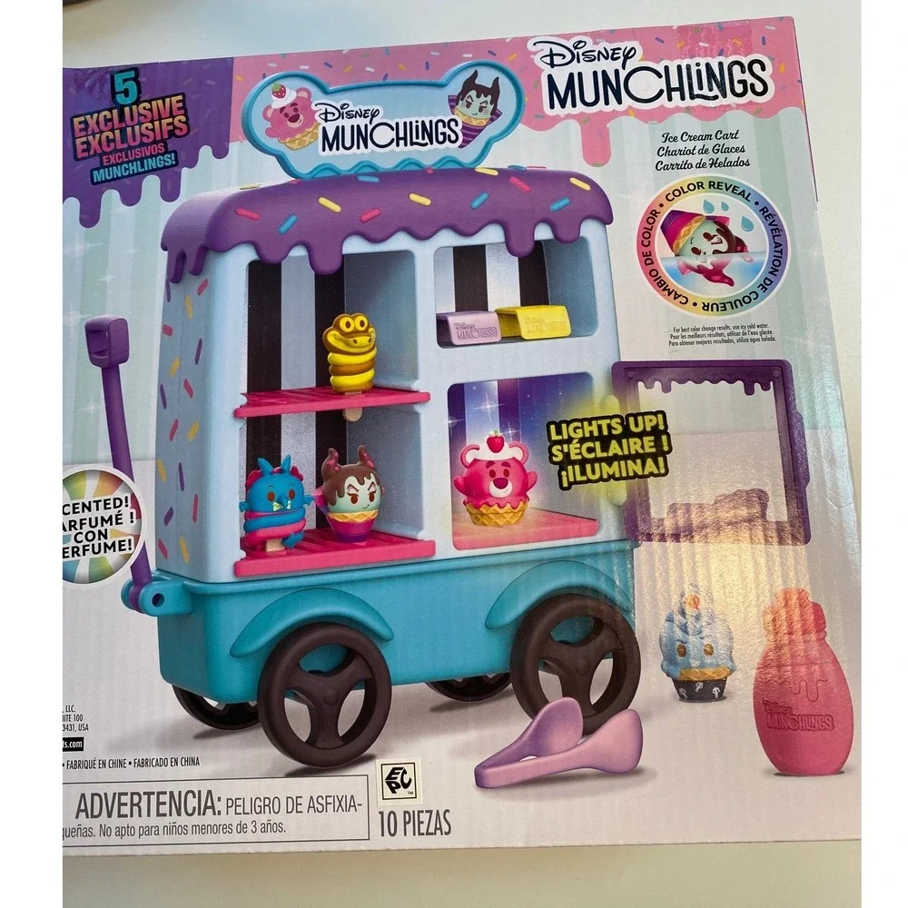 Disney Munchlings‎ Ice Cream Cart Playset 5 Exclusive Figures Lights Up Scented